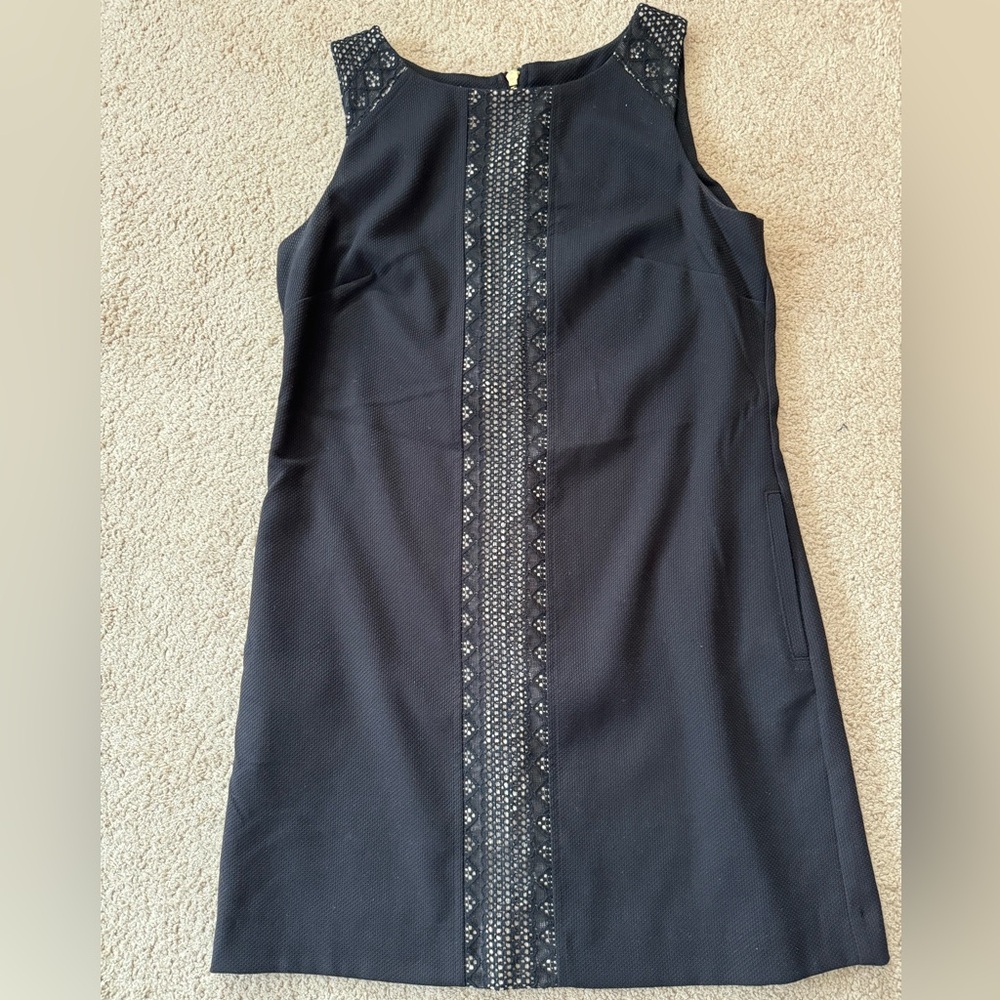 Nine West Black Shift Dress with Crochet Detail